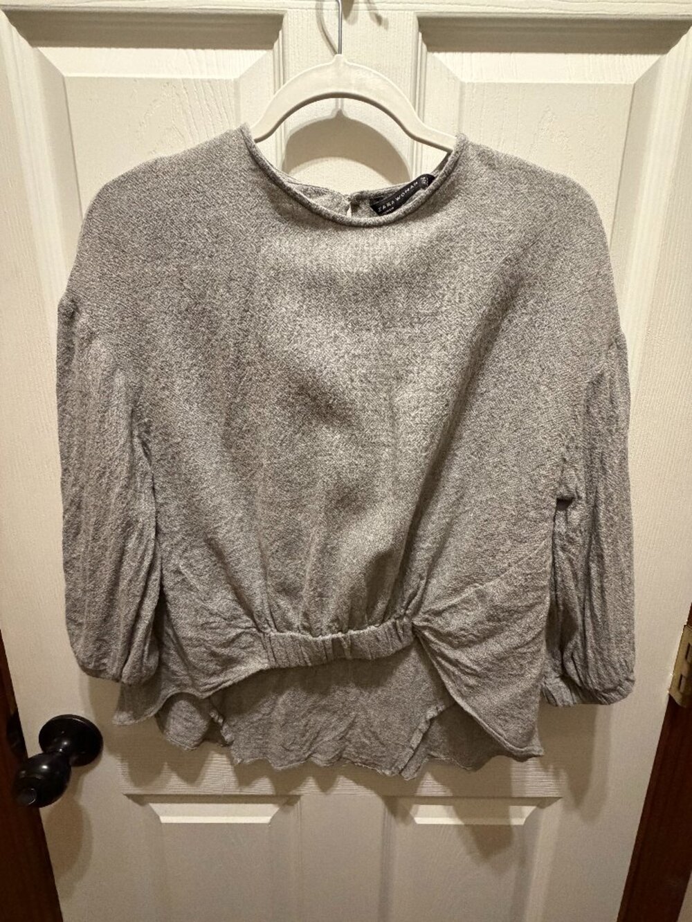 Zara Woman Gray Wool Blend Asymmetric Blouse Size S